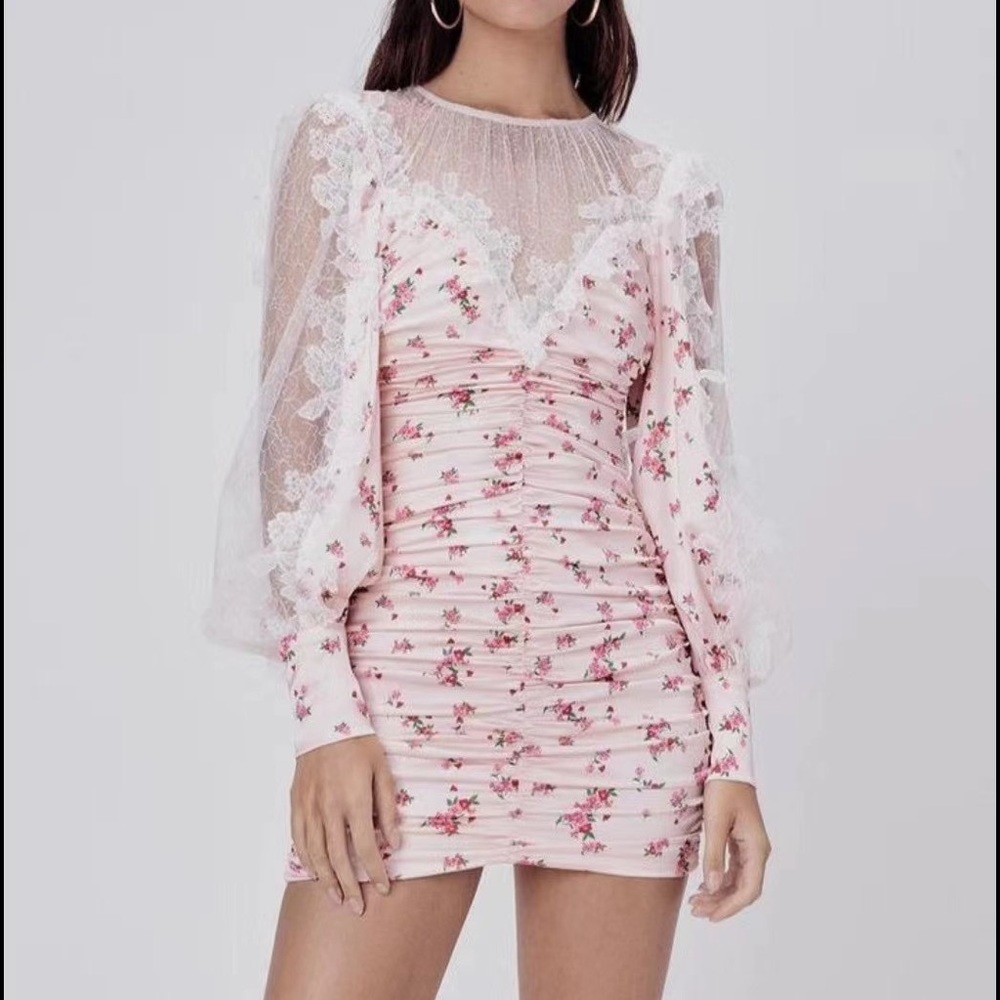 Peach Floral Mini Dress 🍑🌸